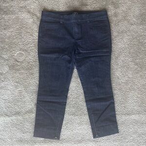 Loft modern crop pants in navy denim jean, size 14
